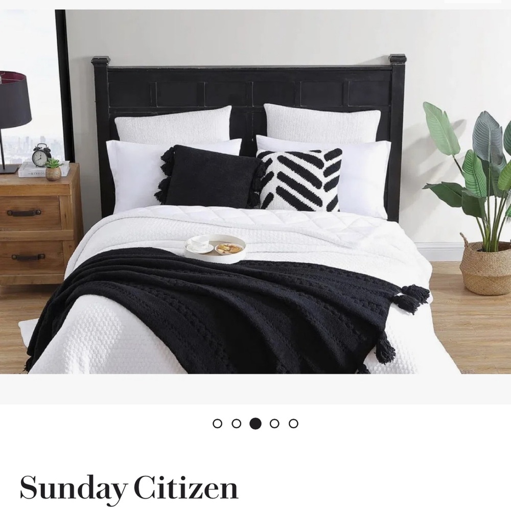 New! Sunday Citizen braided Pom Pom throw blanket